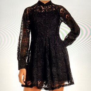 AQUA Lace Long Sleeve Dress